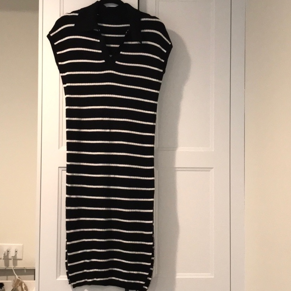 Black and White Striped Knit Dress